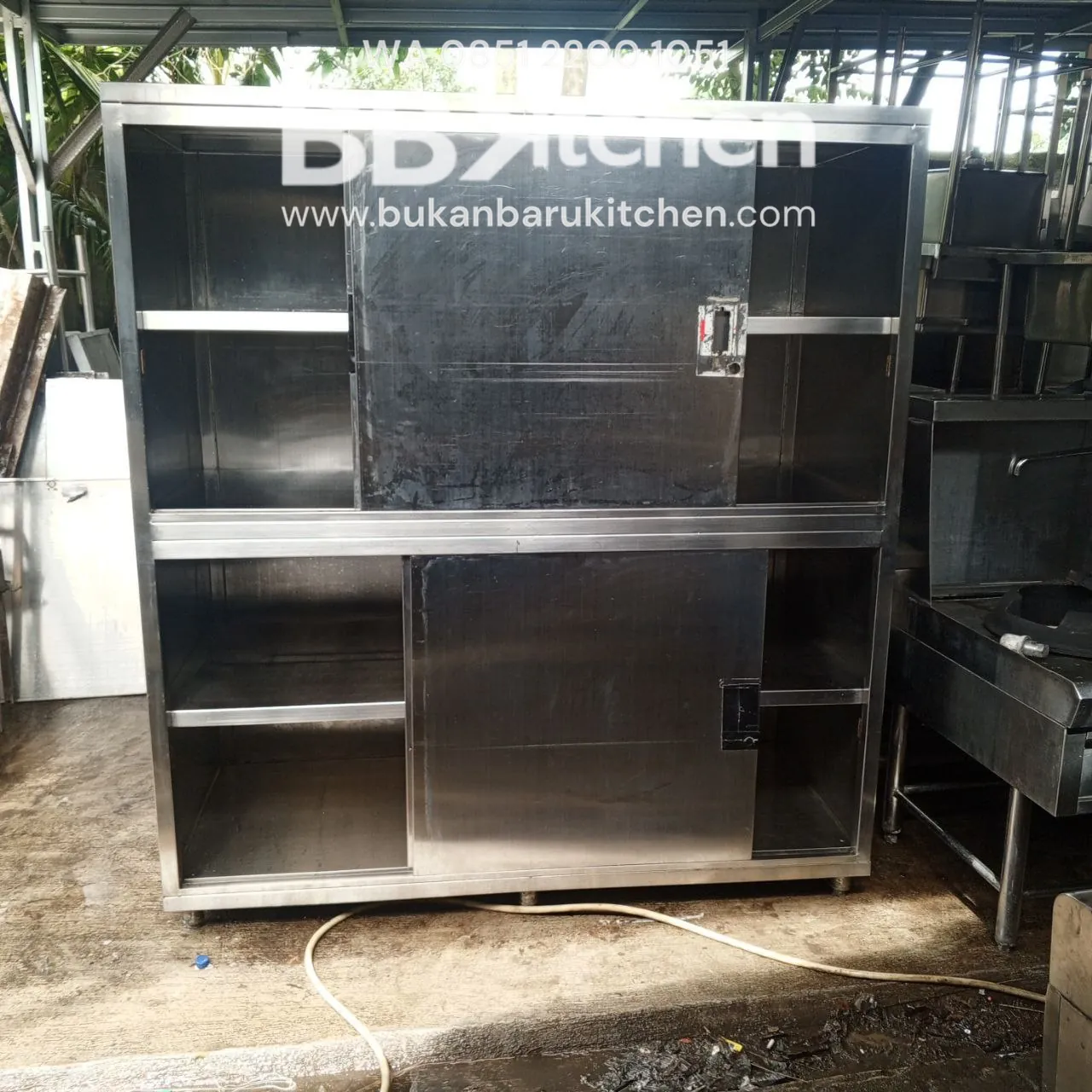 Double kabinet ambalan atas bawah dengan pintu sliding ukuran 175x77x192 - Image 5