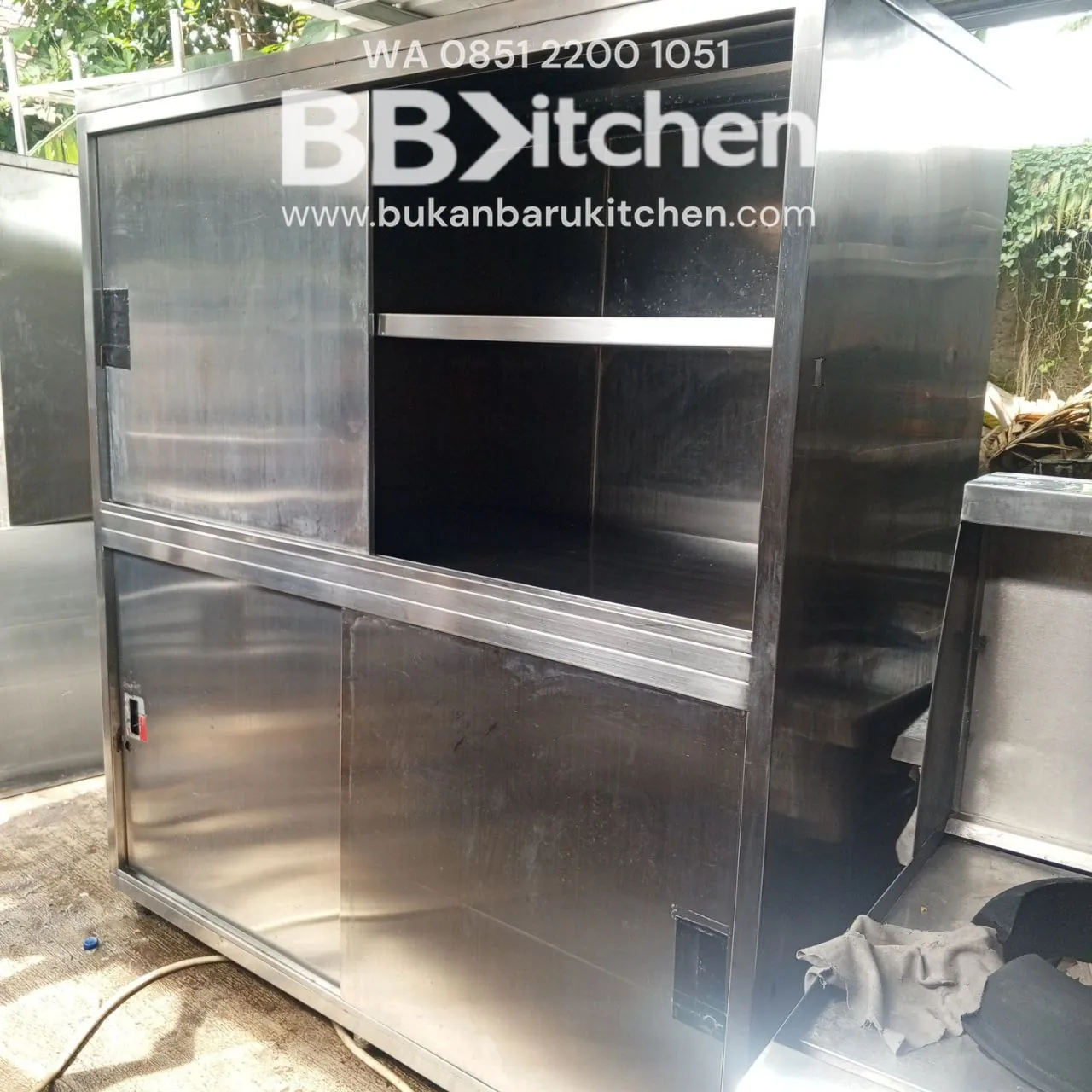 Double kabinet ambalan atas bawah dengan pintu sliding ukuran 175x77x192 - Image 7
