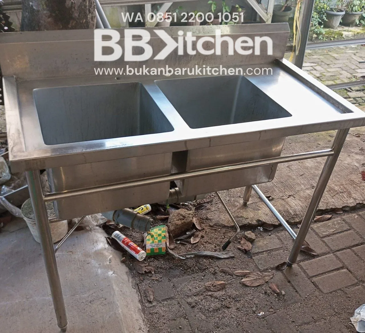 Double Sink Stainless Steel 120 x 60 x 85 cm