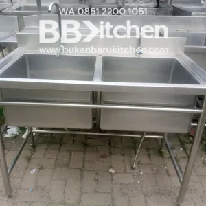 Double Sink Stainless Steel 120x70 cm
