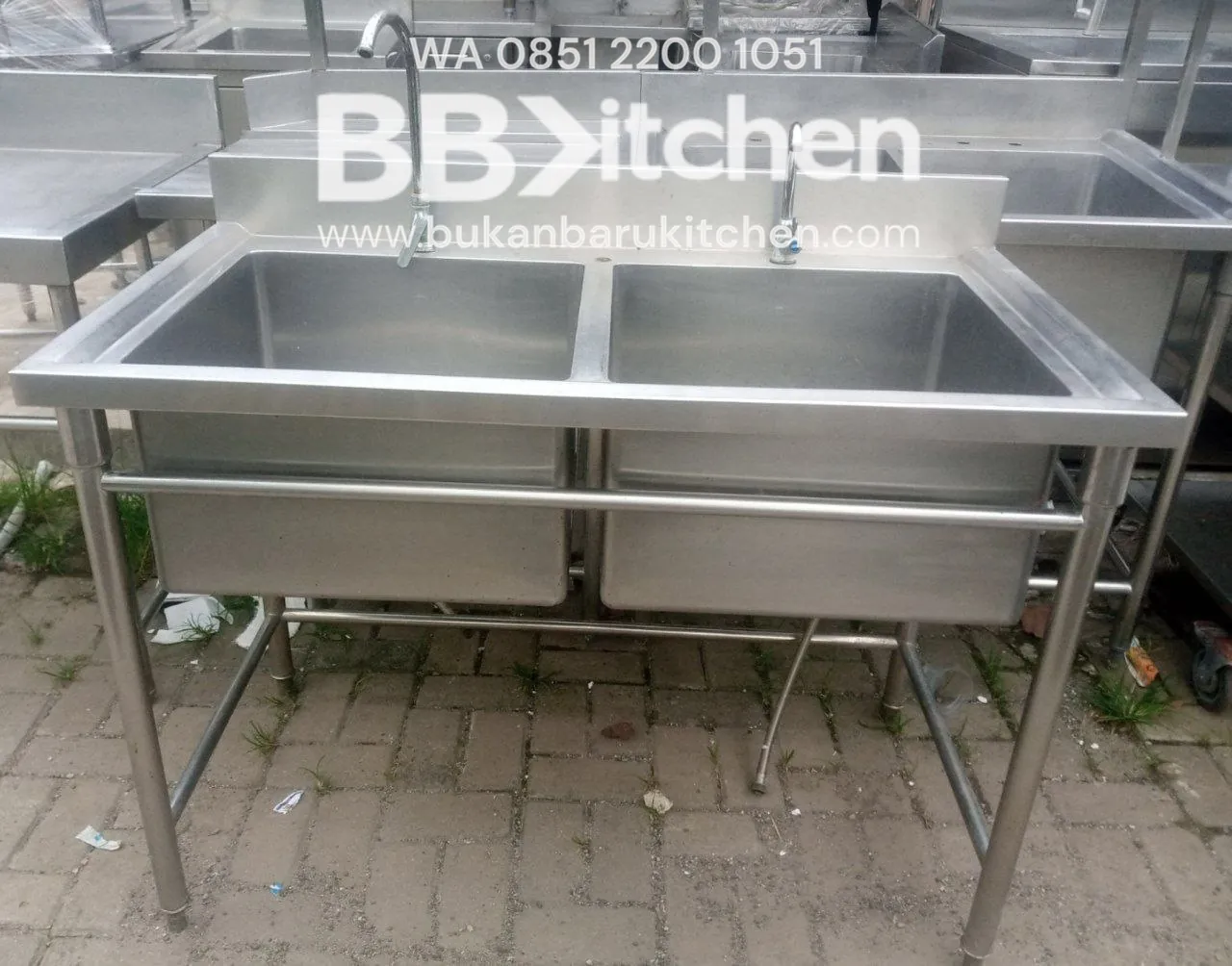 Double Sink Stainless Steel 120x70 cm