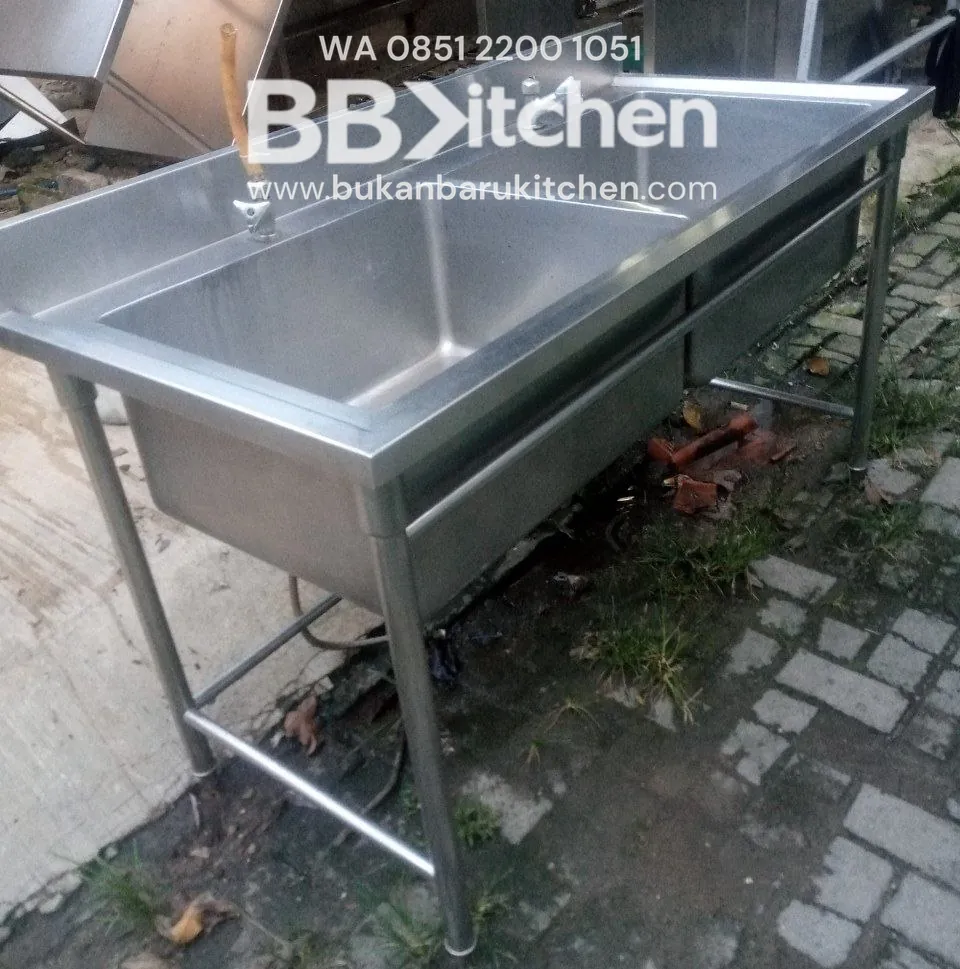 Double Sink Stainless Steel 150x70x85 cm - Image 2