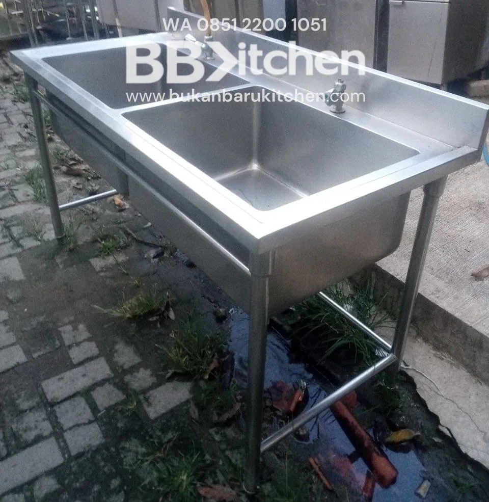 Double Sink Stainless Steel 150x70x85 cm - Image 3