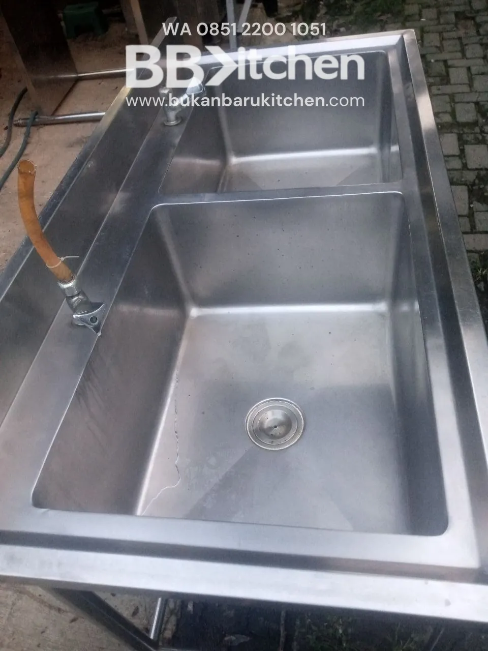 Double Sink Stainless Steel 150x70x85 cm