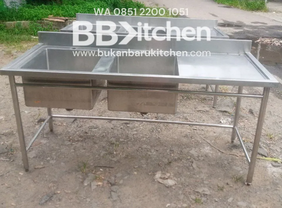 Double Sink Stainless Steel 180x70x85 cm