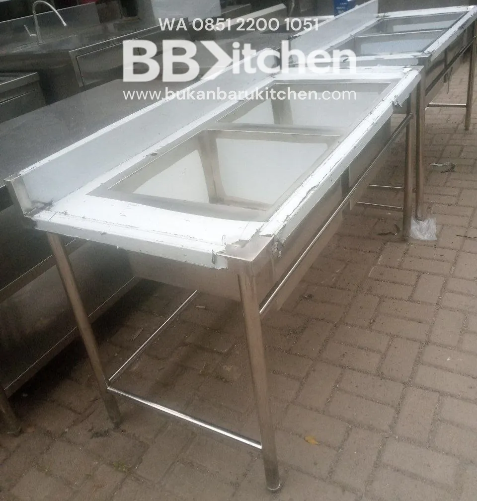Double Sink Stainless Steel Custom 150x70x85 cm - Image 3