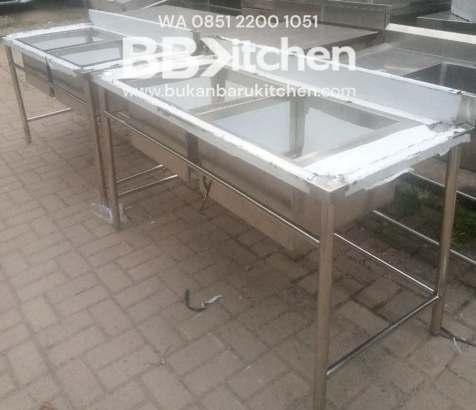 Double Sink Stainless Steel Custom 150x70x85 cm - Image 4