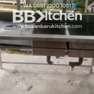 Double Sink Stainless Steel dengan Lobang Pembuangan Kiri - Ukuran P 150 x L 65 x T 85 cm