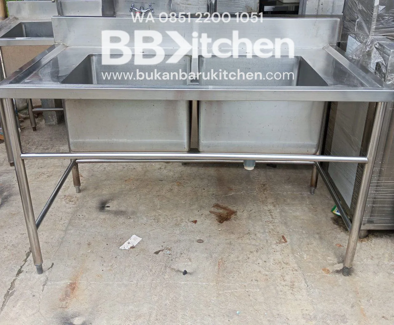 Double Sink Stainless Steel P 145 x L 75 x T 85 cm