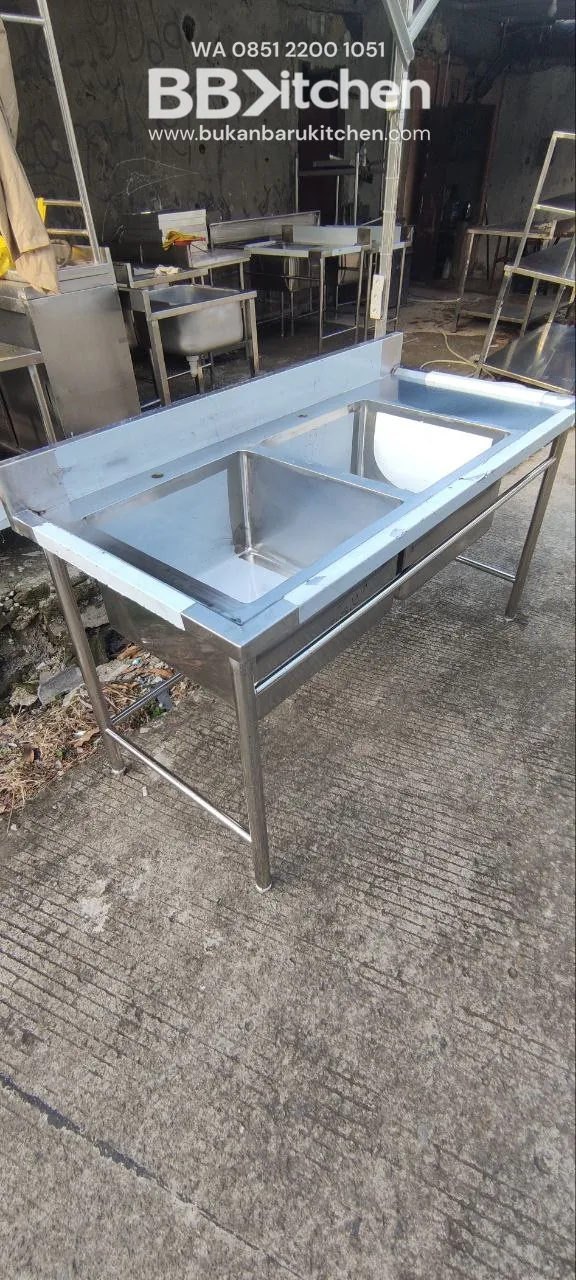 Double Sink Stainless Steel Sayap Kanan 150x70x85 - Image 2