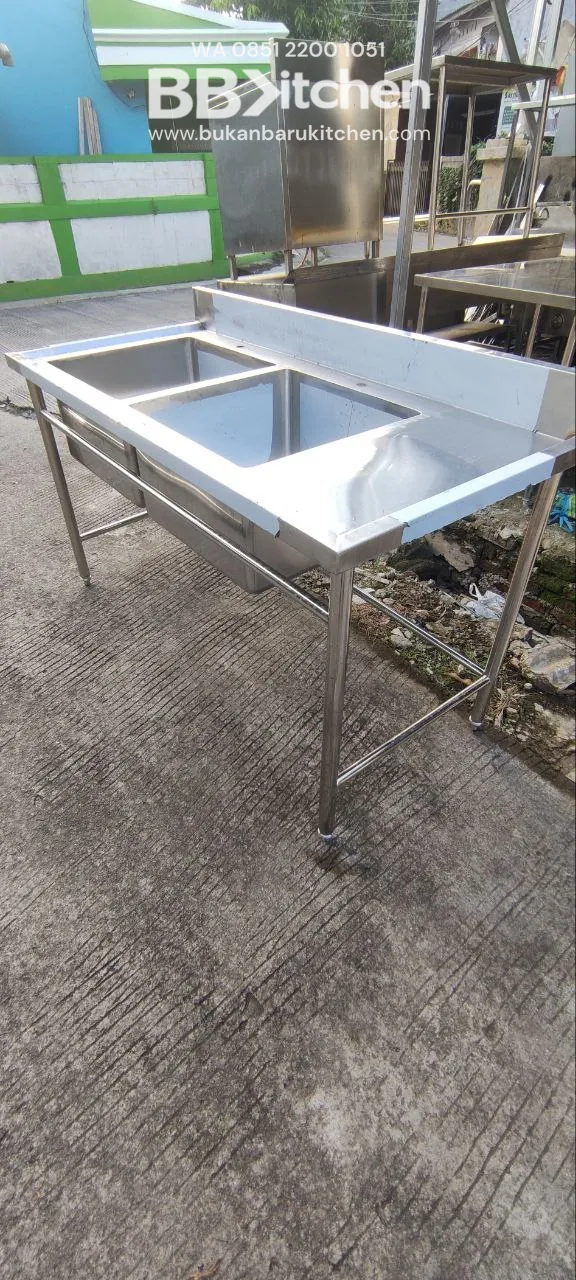 Double Sink Stainless Steel Sayap Kanan 150x70x85 - Image 3