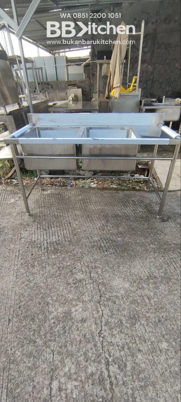Double Sink Stainless Steel Sayap Kanan 150x70x85