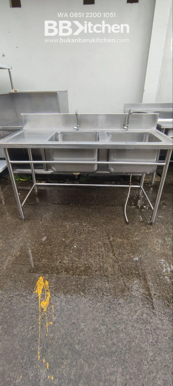 Double Sink Stainless Steel Sayap Kiri 150x70x85