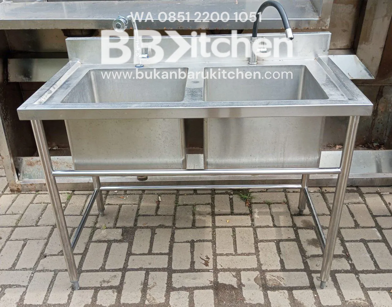 Double Sink Stainless Steel Ukuran P 120 x L 65 x T 85 cm