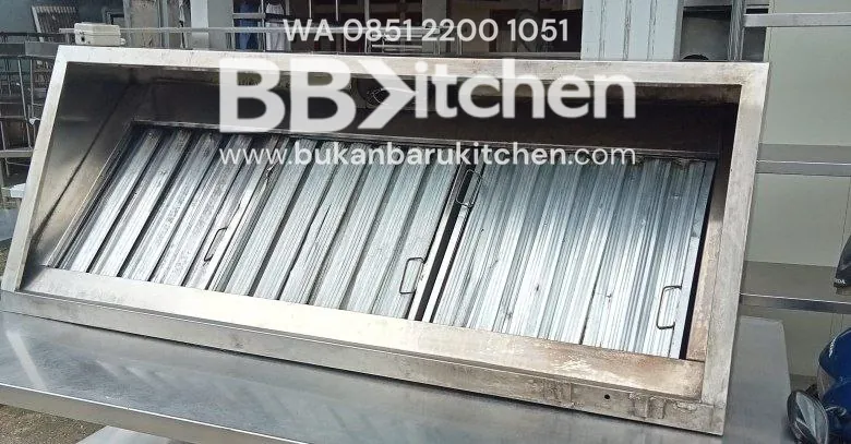 Hood Dapur Komersial dengan Filter dan Saklar - Ukuran P 160 x L 60 x T 25/50 cm