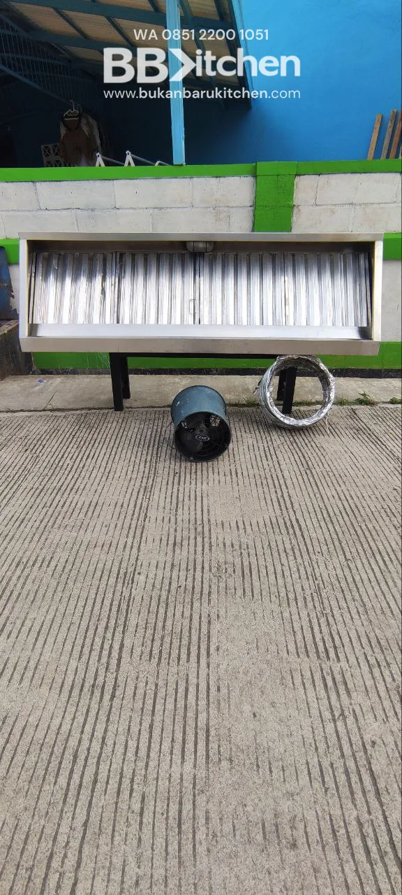 Hood lengkap dengan blower 200x60x50 dan ducting spiral 6m