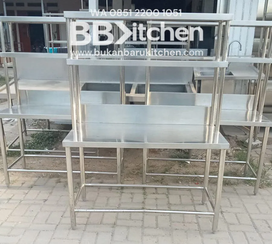 Meja 1 Susun Stainless Steel P 112 x L 60 x T 70 cm