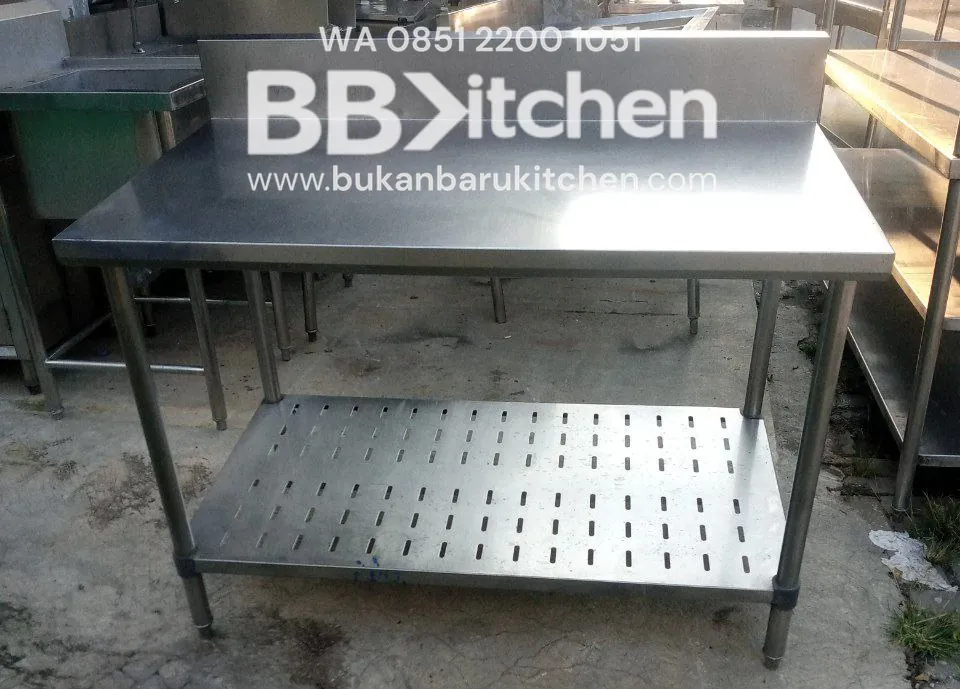 Meja 2 Susun Backsplash Stainless Steel P 120 x L 75 x T 85 cm