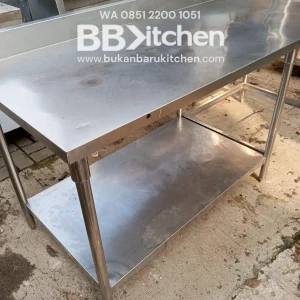 Meja 2 Susun Backsplash Stainless Steel Ukuran P 195 x L 75 x T 85 cm