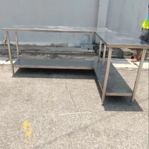 Meja 2 Susun L Stainless Steel 200x140x50x85