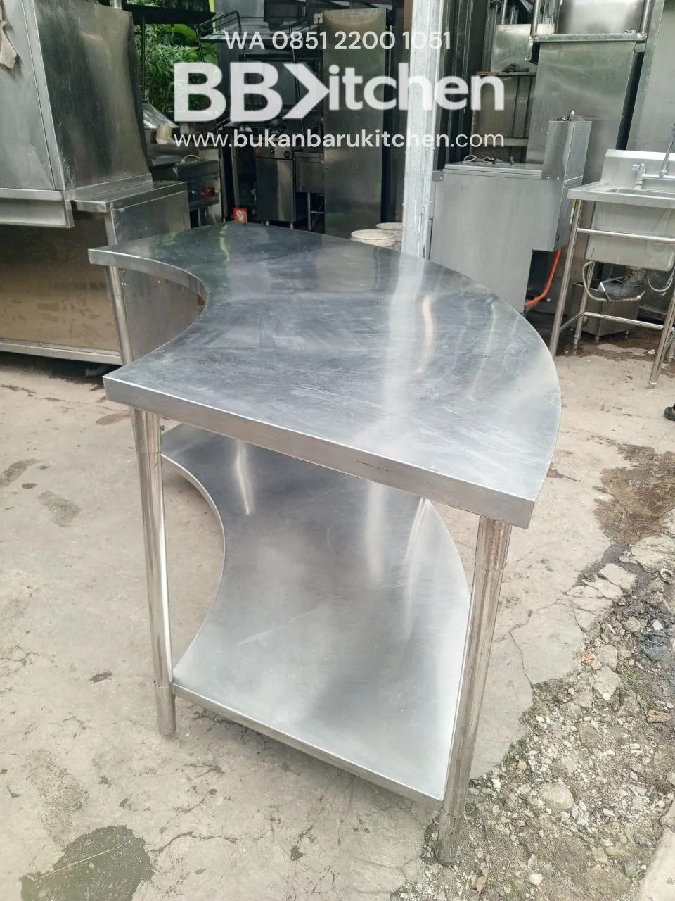 Meja 2 Susun Model U Stainless Steel 230x120x70 cm - Image 3