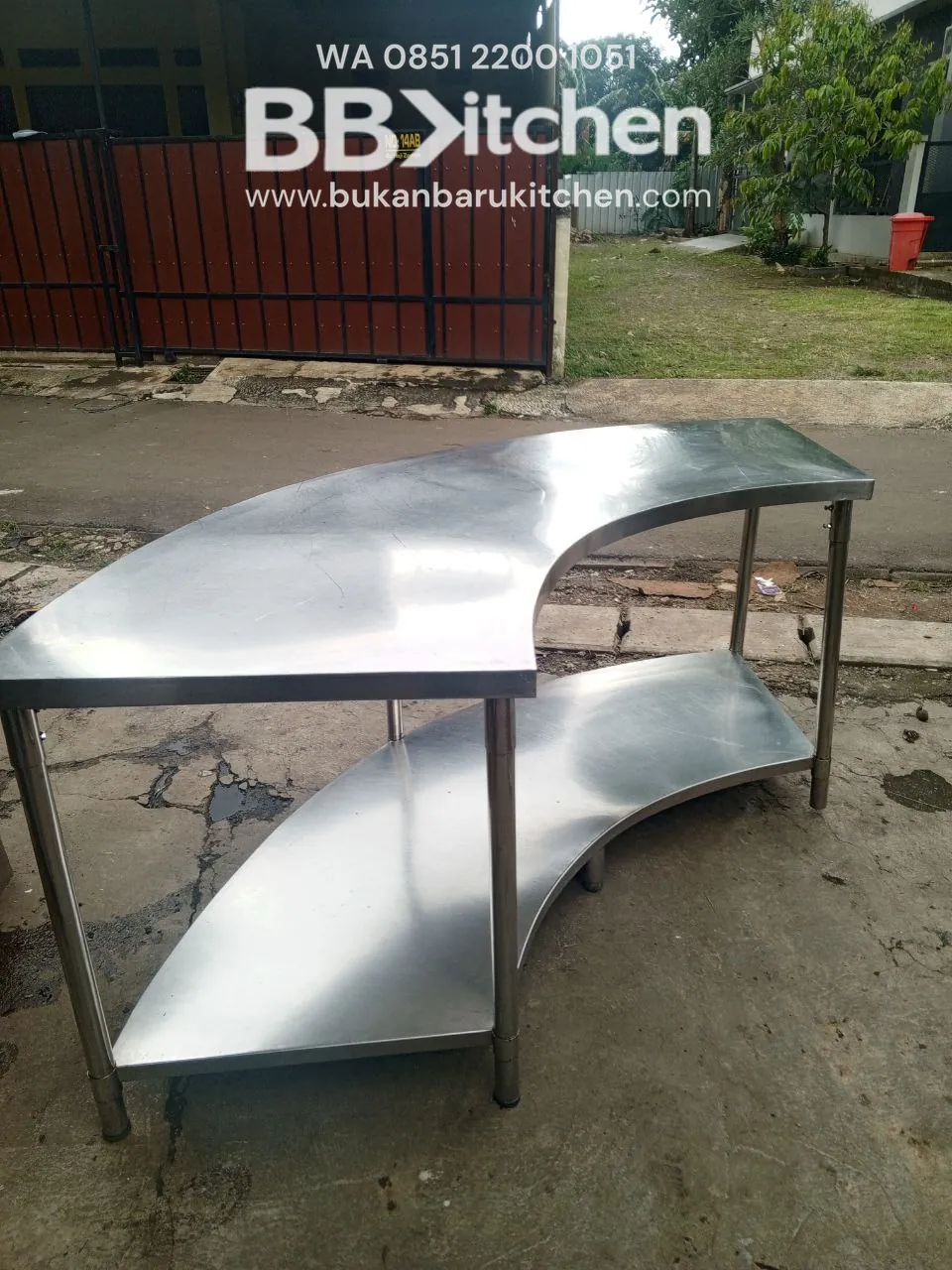 Meja 2 Susun Model U Stainless Steel 230x120x70 cm - Image 4