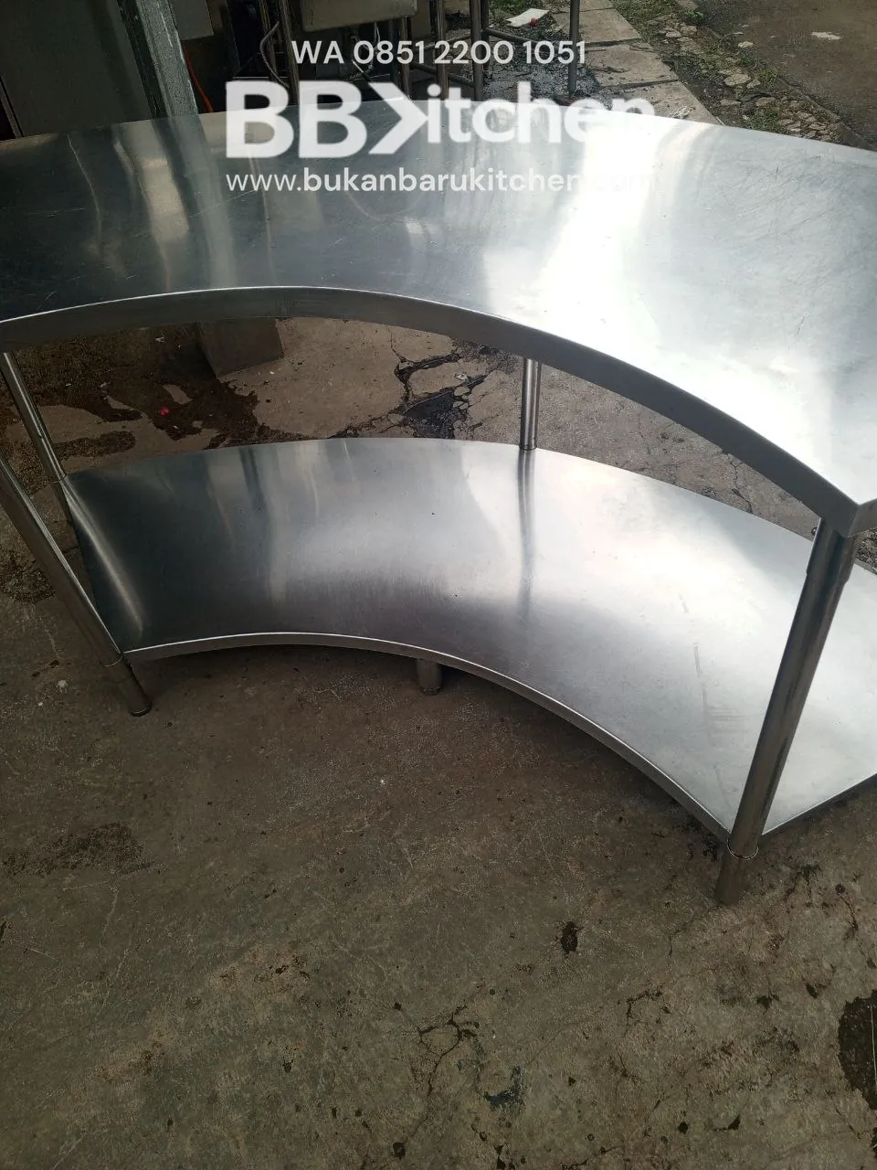 Meja 2 Susun Model U Stainless Steel 230x120x70 cm - Image 5