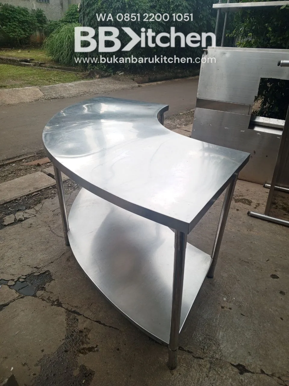 Meja 2 Susun Model U Stainless Steel 230x120x70 cm
