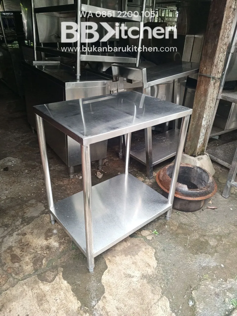 Meja 2 Susun Stainless 70x50x85 untuk Dapur Komersial - Image 2