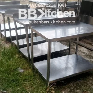 Meja 2 Susun Stainless Backsplas P 100 x L 60 x T 85 cm