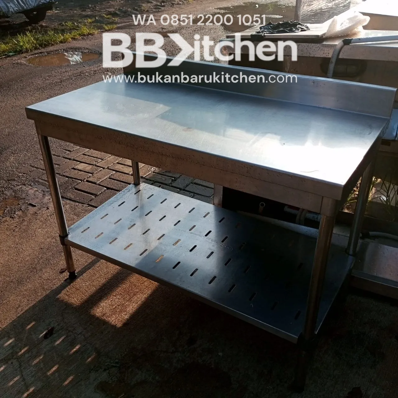 Meja 2 Susun Stainless Backsplas P120 x L60 x T85 cm - Image 2