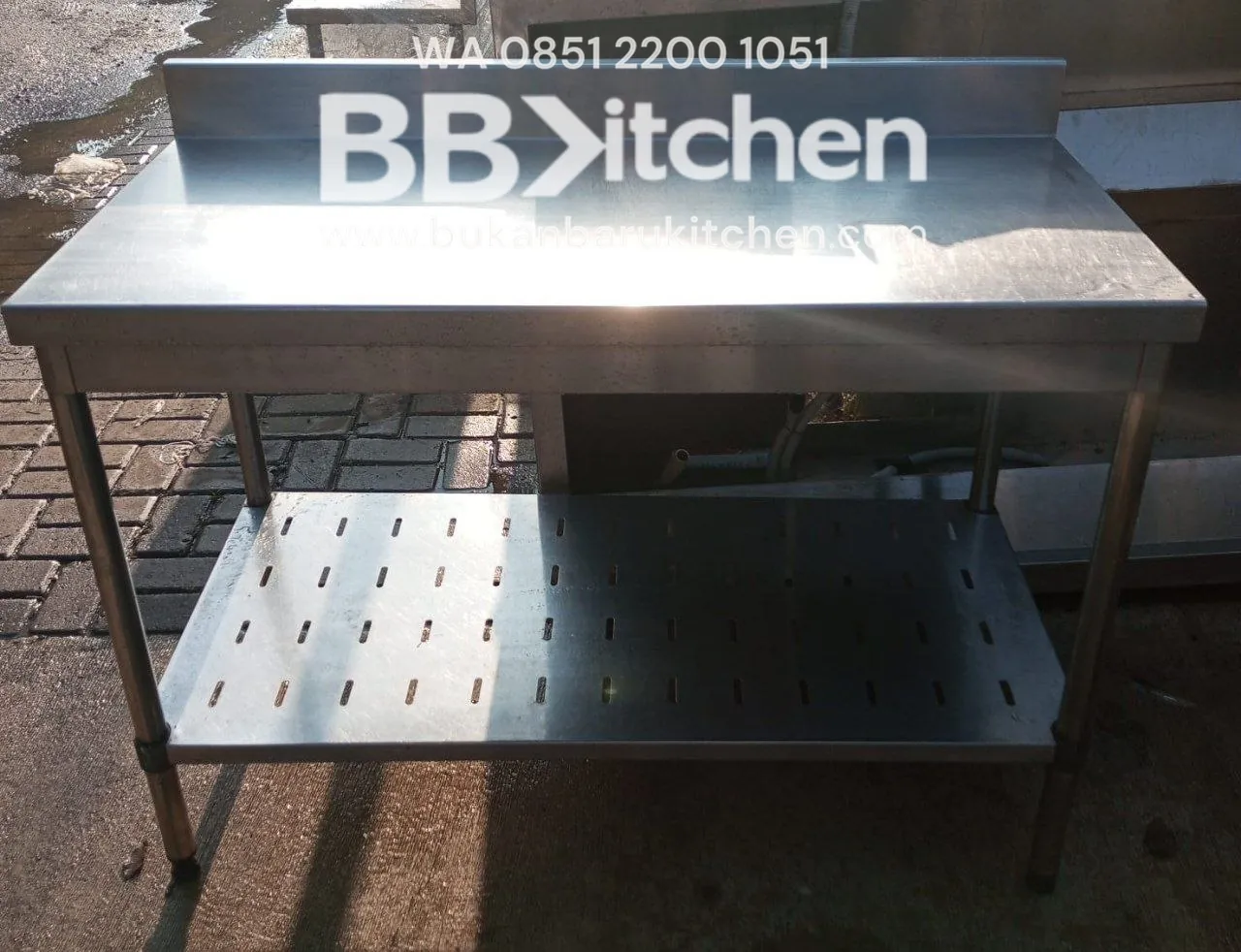Meja 2 Susun Stainless Backsplas P120 x L60 x T85 cm - Image 4