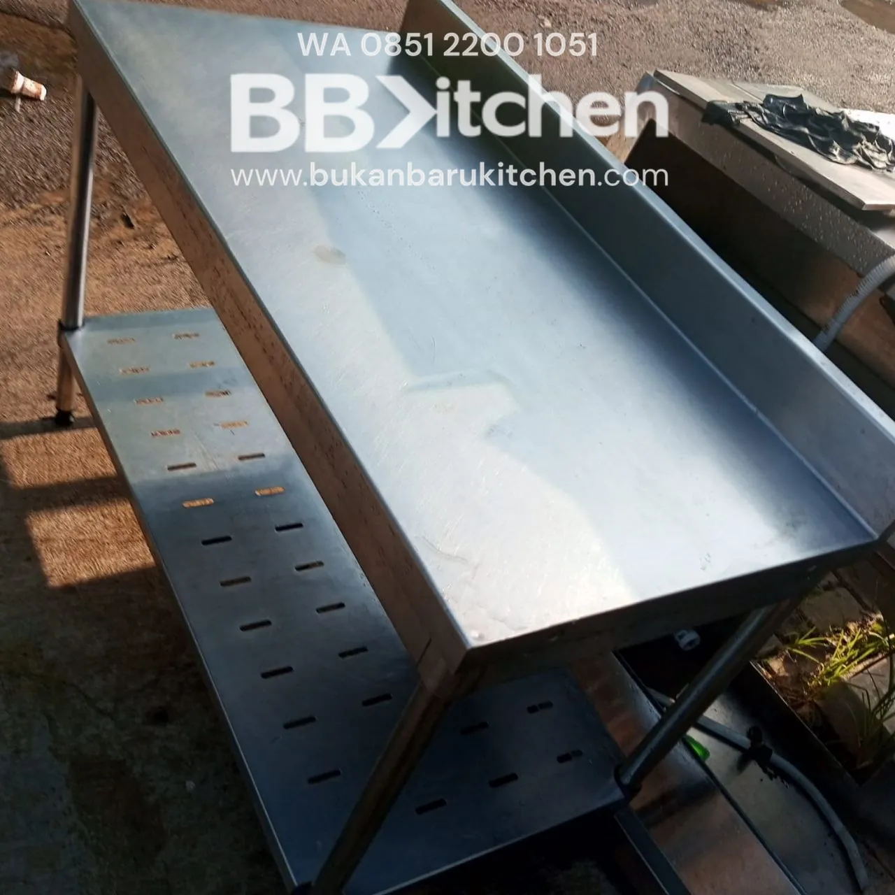 Meja 2 Susun Stainless Backsplas P120 x L60 x T85 cm
