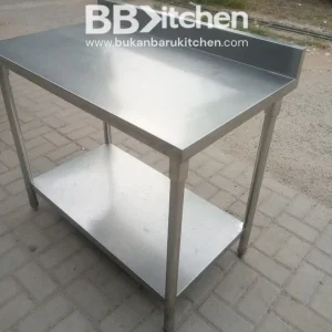 Meja 2 Susun Stainless Backsplash Ukuran P 100 x L 60 x T 84 cm