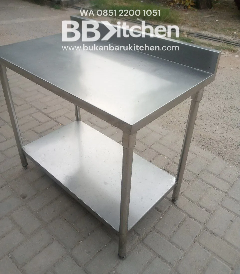 Meja 2 Susun Stainless Backsplash Ukuran P 100 x L 60 x T 84 cm