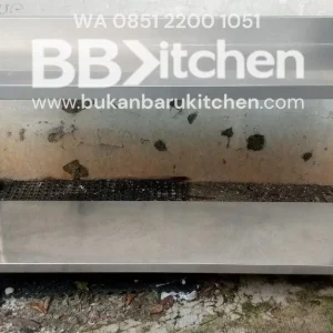 Meja 2 Susun Stainless Backsplash Ukuran P 160 x L 60 x T 85 cm