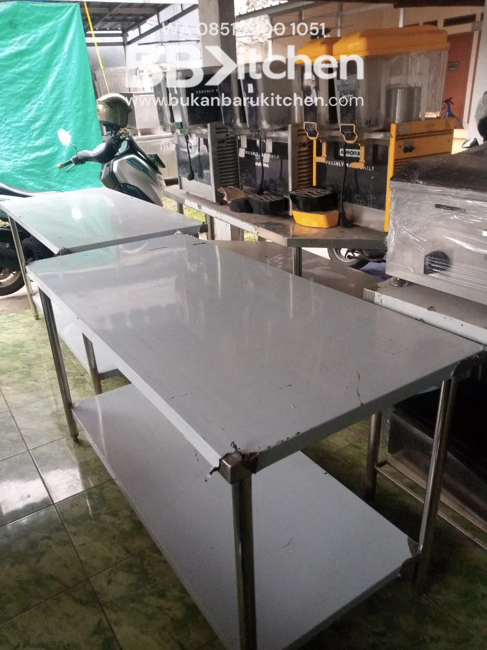Meja 2 Susun Stainless P 150 x L 70 x T 82 cm