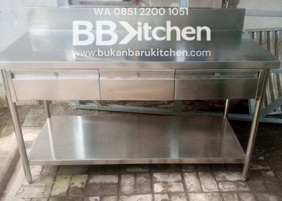 Meja 2 Susun Stainless P 150 x L 70 x T 84 cm