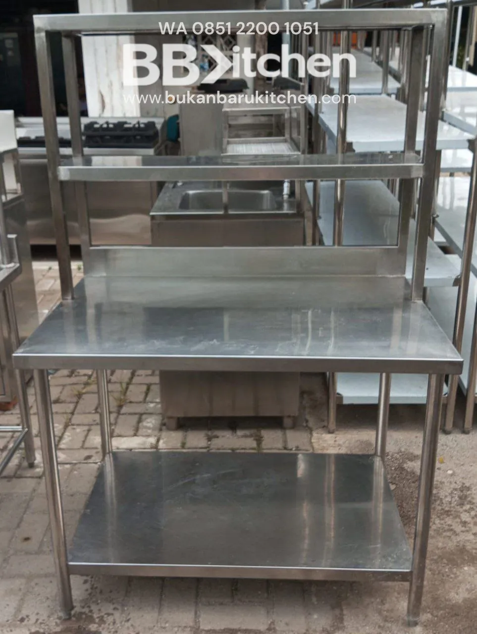 Meja 2 Susun Stainless Steel 110x75x85 cm