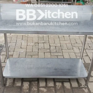 Meja 2 Susun Stainless Steel Backsplas P 120 x L 60 x T 80 cm
