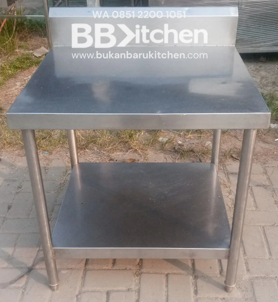 Meja 2 Susun Stainless Steel Backsplas P75 x L70 x T76 cm