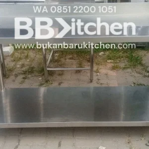 Meja 2 Susun Stainless Steel Backsplash 150x70x85 cm
