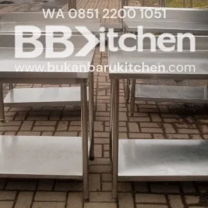 Meja 2 Susun Stainless Steel Backsplash P 100 x L 60 x T 85 cm