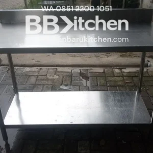 Meja 2 Susun Stainless Steel Backsplash P 125 x L 60 x T 85 cm