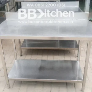 Meja 2 Susun Stainless Steel Backsplash P120 x L60 x T85 cm