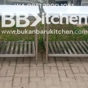 Meja 2 Susun Stainless Steel Custom P 120 x L 70 x T 85 cm