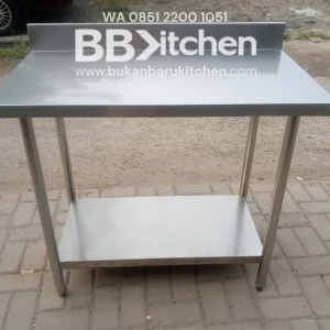 Meja 2 Susun Stainless Steel dengan Backsplas P 100 x L 60 x T 85 cm