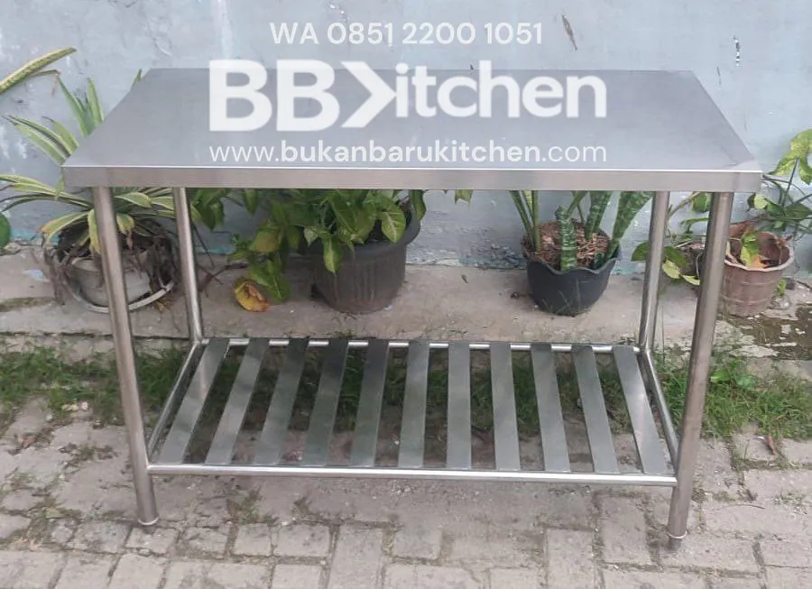 Meja 2 Susun Stainless Steel P 120 x L 60 x T 85 cm - BBKitchen
