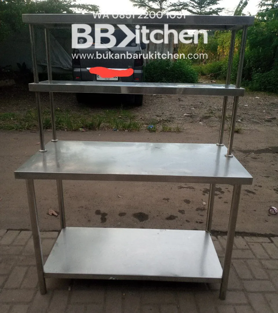 Meja 2 Susun Stainless Steel P 120 x L 60 x T 85 cm