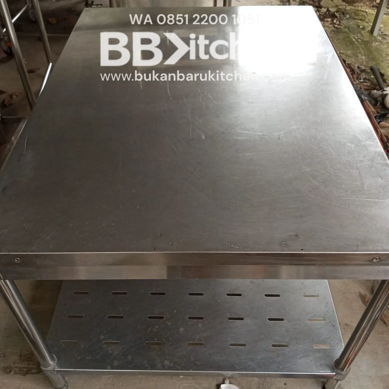 Meja 2 Susun Stainless Steel Tirisan 120x90x75 cm